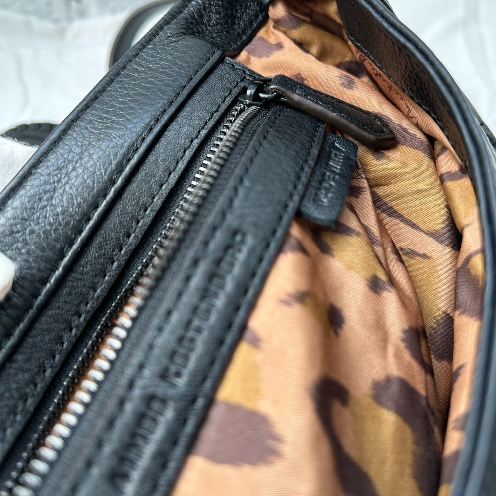 Aimee Kestenberg Black Leather Shoulder Bag with Blue Accent Strap - Picture 11 of 16